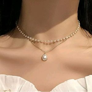 New double layer false pearl necklace